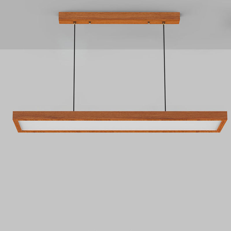 Zeitgenössische nordische Holz-Acryl-Rechteck-LED-Kronleuchter für das Esszimmer 