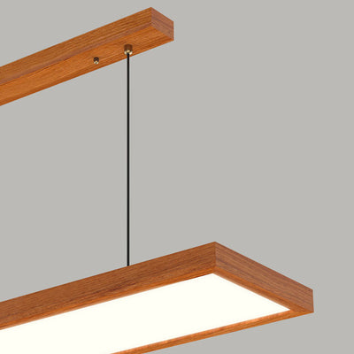 Zeitgenössische nordische Holz-Acryl-Rechteck-LED-Kronleuchter für das Esszimmer 