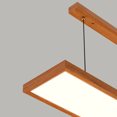 Zeitgenössische nordische Holz-Acryl-Rechteck-LED-Kronleuchter für das Esszimmer 