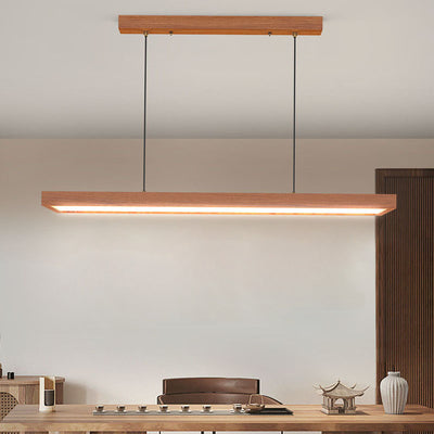 Zeitgenössische nordische Holz-Acryl-Rechteck-LED-Kronleuchter für das Esszimmer 
