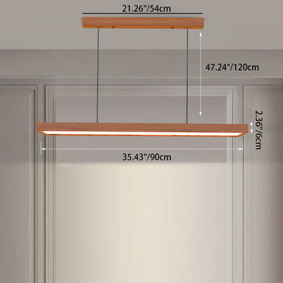Zeitgenössische nordische Holz-Acryl-Rechteck-LED-Kronleuchter für das Esszimmer 