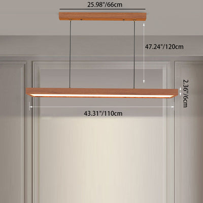 Zeitgenössische nordische Holz-Acryl-Rechteck-LED-Kronleuchter für das Esszimmer 