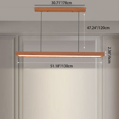 Zeitgenössische nordische Holz-Acryl-Rechteck-LED-Kronleuchter für das Esszimmer 