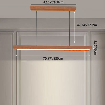 Zeitgenössische nordische Holz-Acryl-Rechteck-LED-Kronleuchter für das Esszimmer 