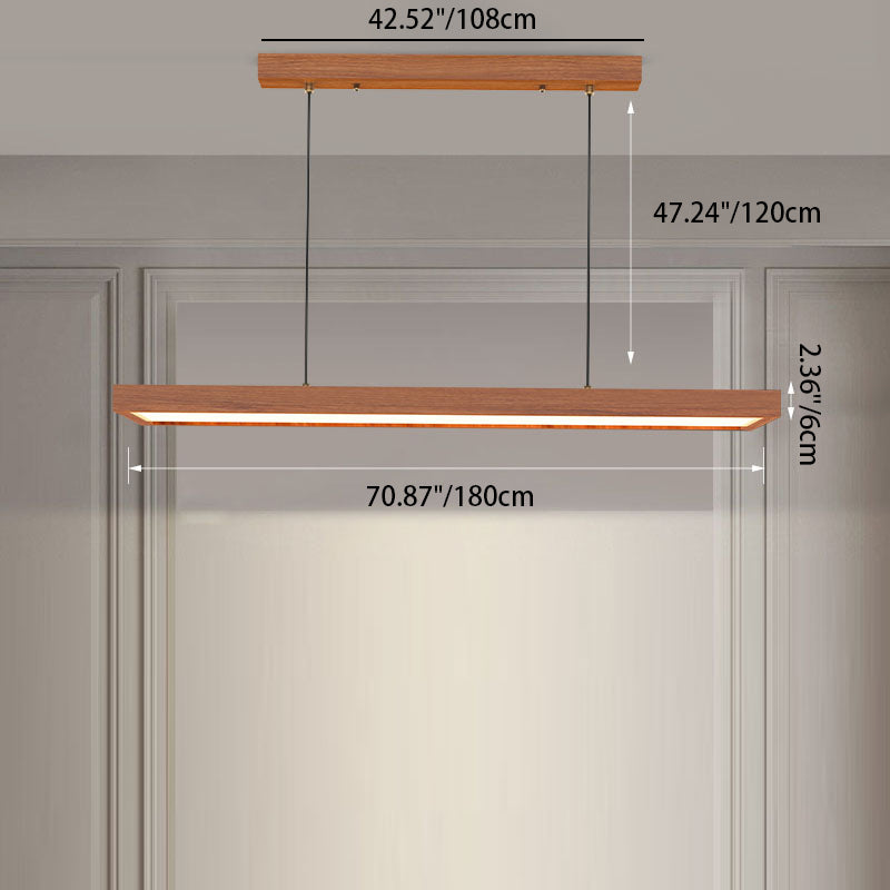 Zeitgenössische nordische Holz-Acryl-Rechteck-LED-Kronleuchter für das Esszimmer 