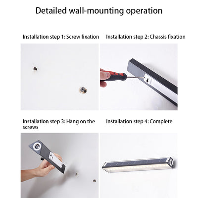 Applique Murale LED à Contrôle Magnétique à Bande ABS Rechargeable Étanche à l'Énergie Solaire de Simplicité Moderne Pour Jardin 