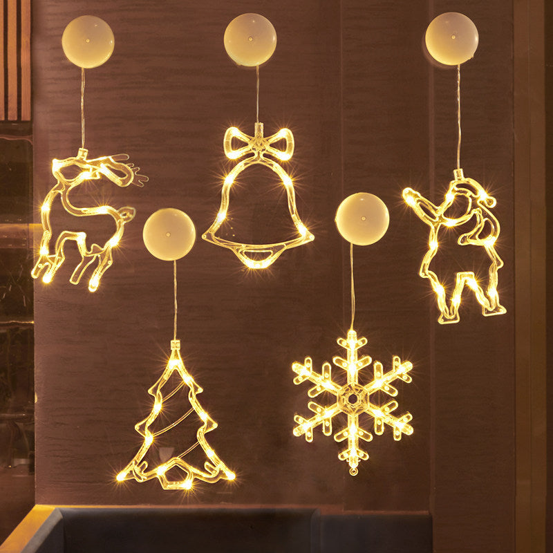 Moderne Art Deco Batterie PVC Weihnachtsbaum Rentier Glocke Schneemann Dekoration LED Wandleuchte Saugnapflicht Für Schlafzimmer 