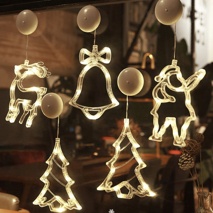 Moderne Art Deco Batterie PVC Weihnachtsbaum Rentier Glocke Schneemann Dekoration LED Wandleuchte Saugnapflicht Für Schlafzimmer 