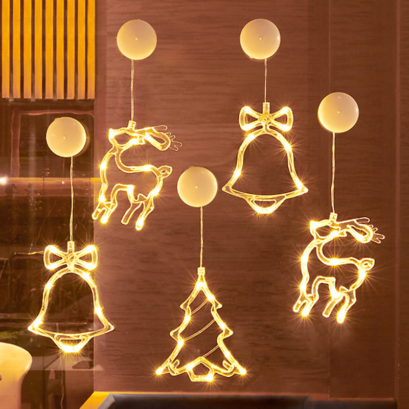 Moderne Art Deco Batterie PVC Weihnachtsbaum Rentier Glocke Schneemann Dekoration LED Wandleuchte Saugnapflicht Für Schlafzimmer 