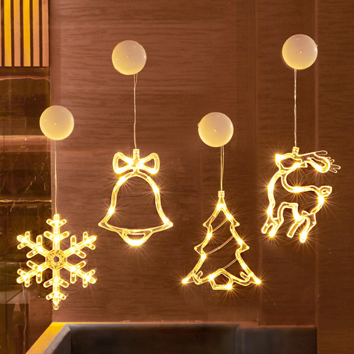 Moderne Art Deco Batterie PVC Weihnachtsbaum Rentier Glocke Schneemann Dekoration LED Wandleuchte Saugnapflicht Für Schlafzimmer 