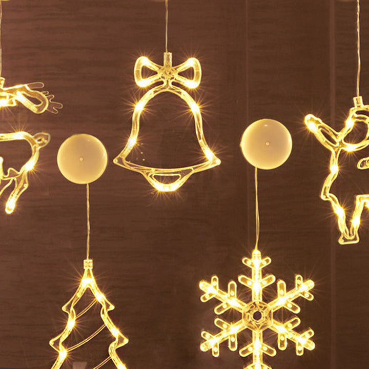 Moderne Art Deco Batterie PVC Weihnachtsbaum Rentier Glocke Schneemann Dekoration LED Wandleuchte Saugnapflicht Für Schlafzimmer 