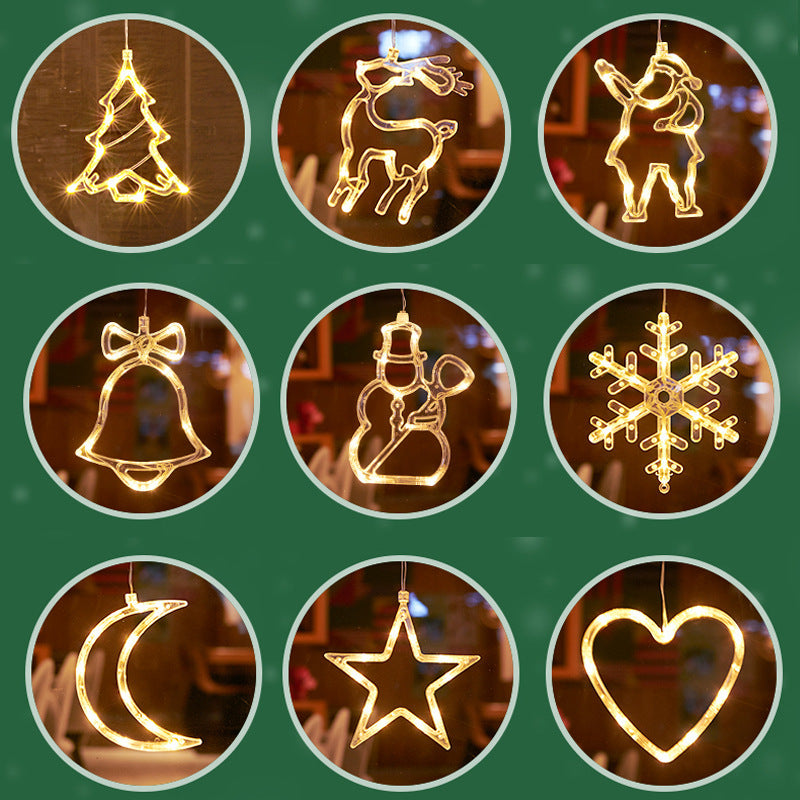 Moderne Art Deco Batterie PVC Weihnachtsbaum Rentier Glocke Schneemann Dekoration LED Wandleuchte Saugnapflicht Für Schlafzimmer 