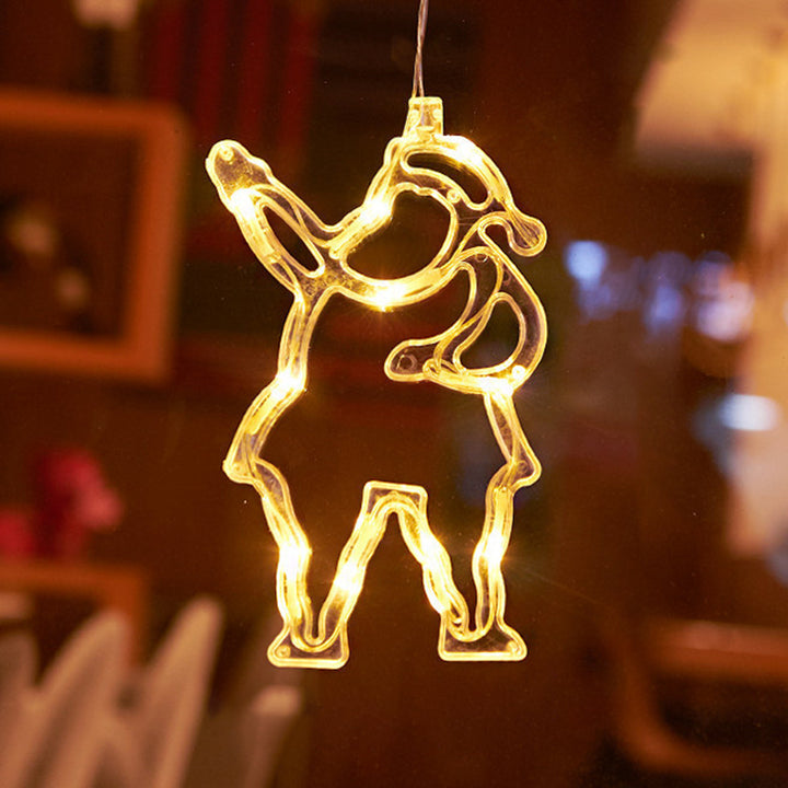 Moderne Art Deco Batterie PVC Weihnachtsbaum Rentier Glocke Schneemann Dekoration LED Wandleuchte Saugnapflicht Für Schlafzimmer 