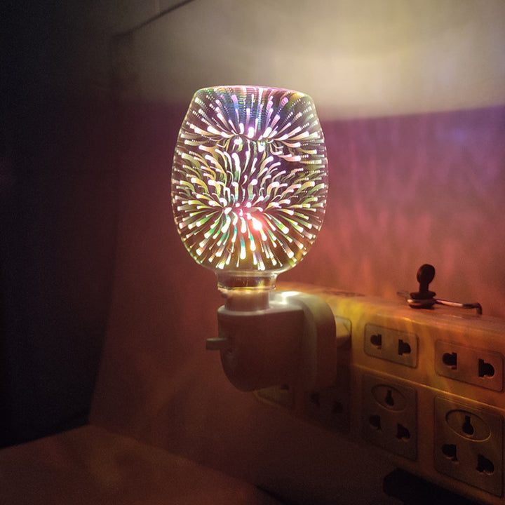 Moderno Arte Deco Vidrio PP Cilindro Fuegos Artificiales LED Cera Derretida Iluminación Luz Nocturna Para Mesita de Noche 