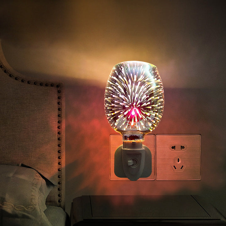 Moderno Arte Deco Vidrio PP Cilindro Fuegos Artificiales LED Cera Derretida Iluminación Luz Nocturna Para Mesita de Noche 
