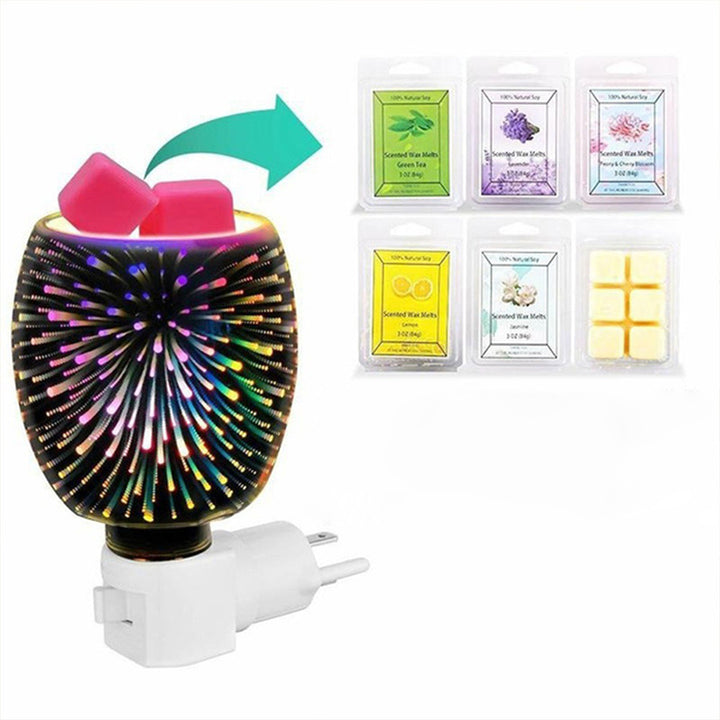 Moderno Arte Deco Vidrio PP Cilindro Fuegos Artificiales LED Cera Derretida Iluminación Luz Nocturna Para Mesita de Noche 