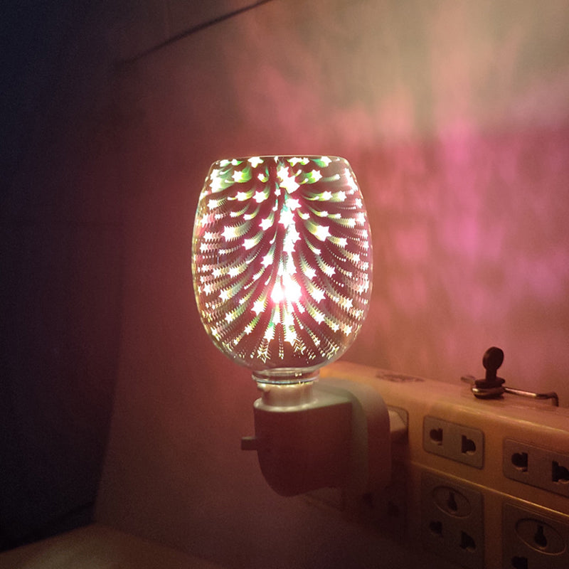 Moderno Arte Deco Vidrio PP Cilindro Fuegos Artificiales LED Cera Derretida Iluminación Luz Nocturna Para Mesita de Noche 