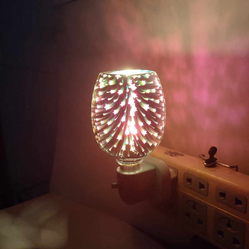 Moderno Arte Deco Vidrio PP Cilindro Fuegos Artificiales LED Cera Derretida Iluminación Luz Nocturna Para Mesita de Noche 