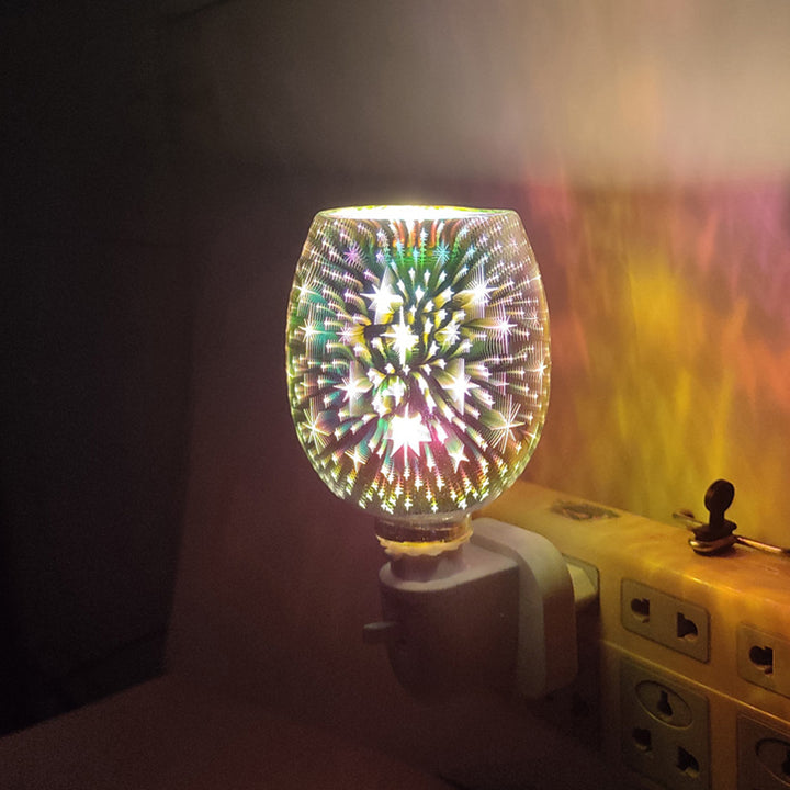 Moderno Arte Deco Vidrio PP Cilindro Fuegos Artificiales LED Cera Derretida Iluminación Luz Nocturna Para Mesita de Noche 