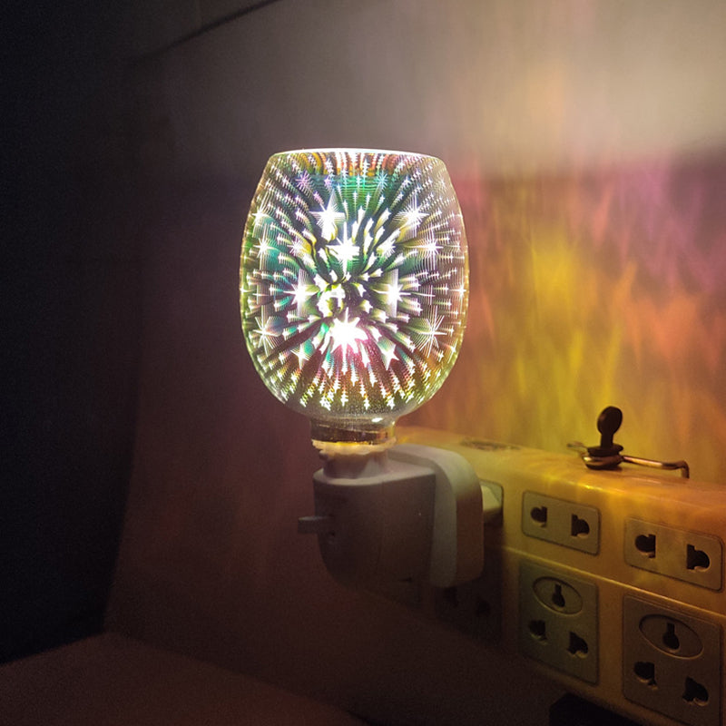 Moderno Arte Deco Vidrio PP Cilindro Fuegos Artificiales LED Cera Derretida Iluminación Luz Nocturna Para Mesita de Noche 