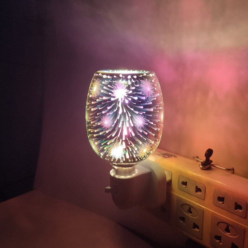 Moderno Arte Deco Vidrio PP Cilindro Fuegos Artificiales LED Cera Derretida Iluminación Luz Nocturna Para Mesita de Noche 
