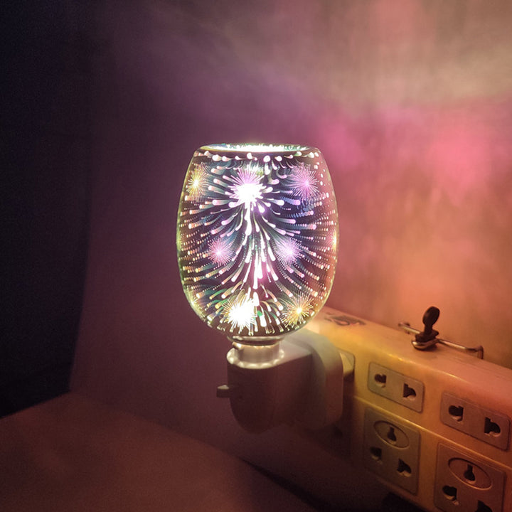 Moderno Arte Deco Vidrio PP Cilindro Fuegos Artificiales LED Cera Derretida Iluminación Luz Nocturna Para Mesita de Noche 