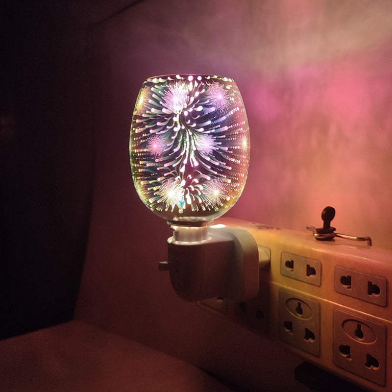 Moderno Arte Deco Vidrio PP Cilindro Fuegos Artificiales LED Cera Derretida Iluminación Luz Nocturna Para Mesita de Noche 