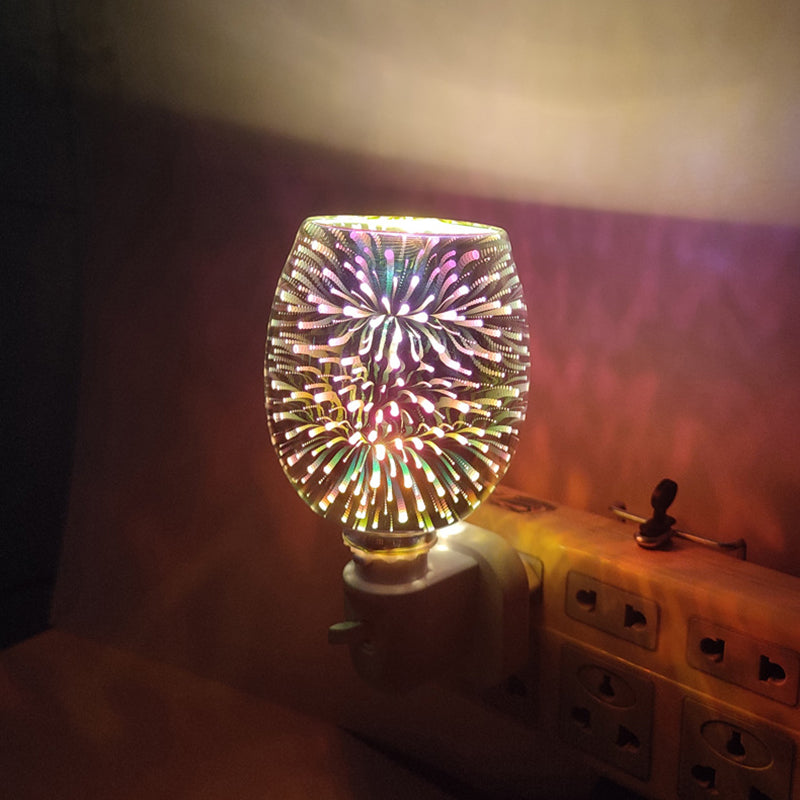 Moderno Arte Deco Vidrio PP Cilindro Fuegos Artificiales LED Cera Derretida Iluminación Luz Nocturna Para Mesita de Noche 