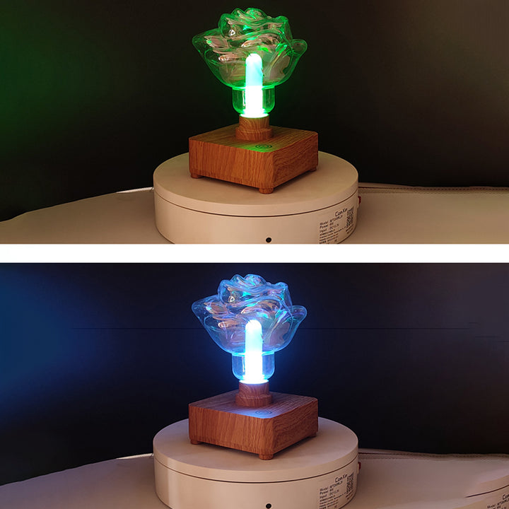 Lámpara de mesa LED con forma de rosa, creativa contemporánea, recargable por USB, de ABS y PET, luz nocturna para dormitorio 