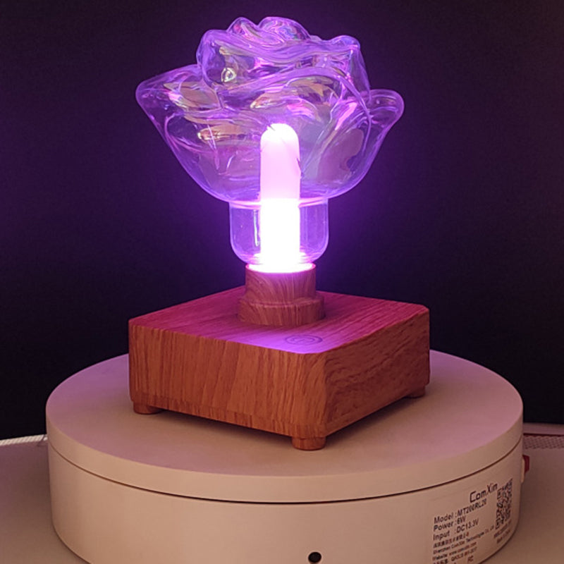 Lámpara de mesa LED con forma de rosa, creativa contemporánea, recargable por USB, de ABS y PET, luz nocturna para dormitorio 