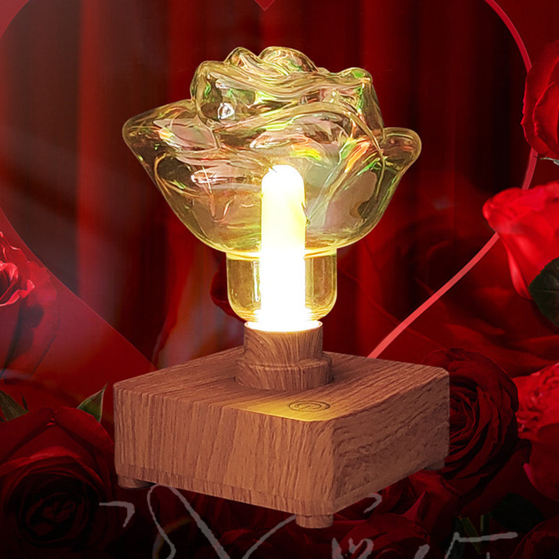 Zeitgenössische kreative USB-aufladbare ABS PET Rosenbirne LED Tischlampe Nachtlicht für Schlafzimmer 