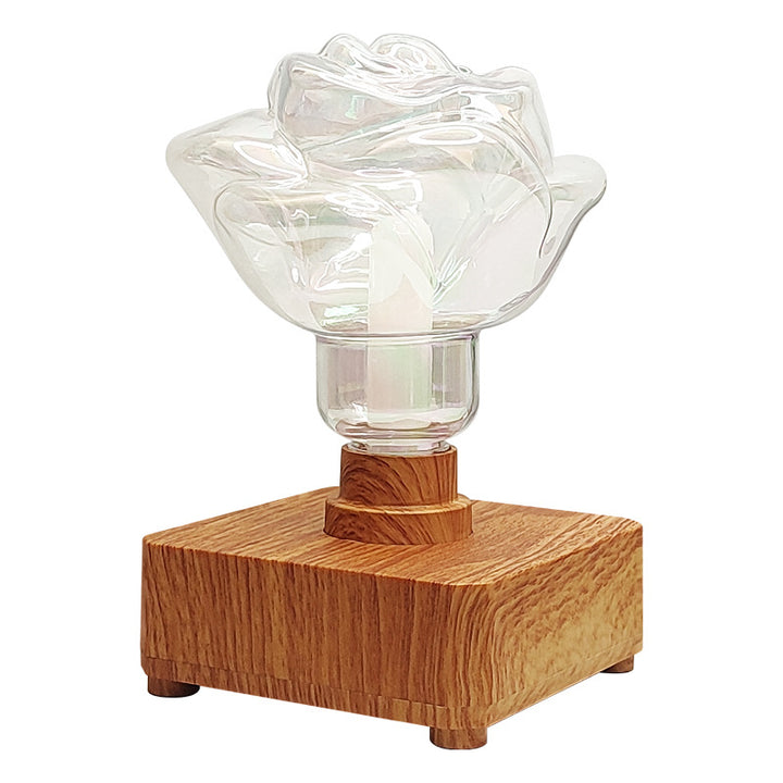 Lámpara de mesa LED con forma de rosa, creativa contemporánea, recargable por USB, de ABS y PET, luz nocturna para dormitorio 