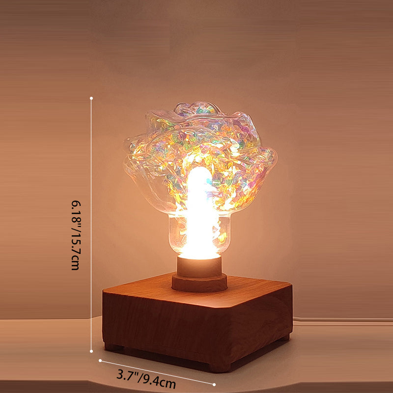 Zeitgenössische kreative USB-aufladbare ABS PET Rosenbirne LED Tischlampe Nachtlicht für Schlafzimmer 