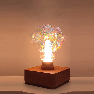 Zeitgenössische kreative USB-aufladbare ABS PET Rosenbirne LED Tischlampe Nachtlicht für Schlafzimmer 