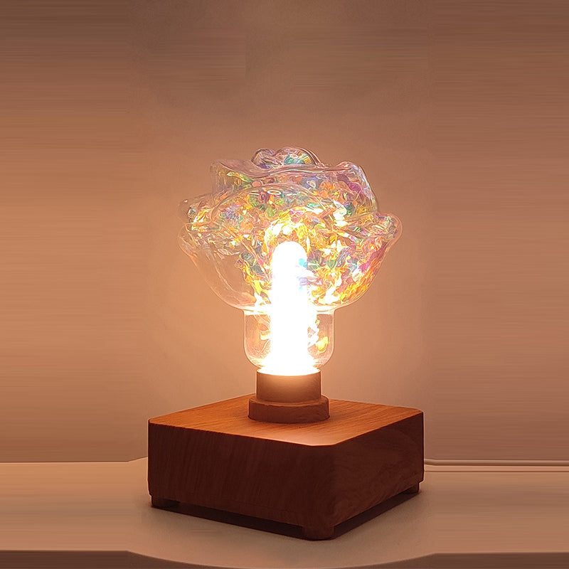 Zeitgenössische kreative USB-aufladbare ABS PET Rosenbirne LED Tischlampe Nachtlicht für Schlafzimmer 