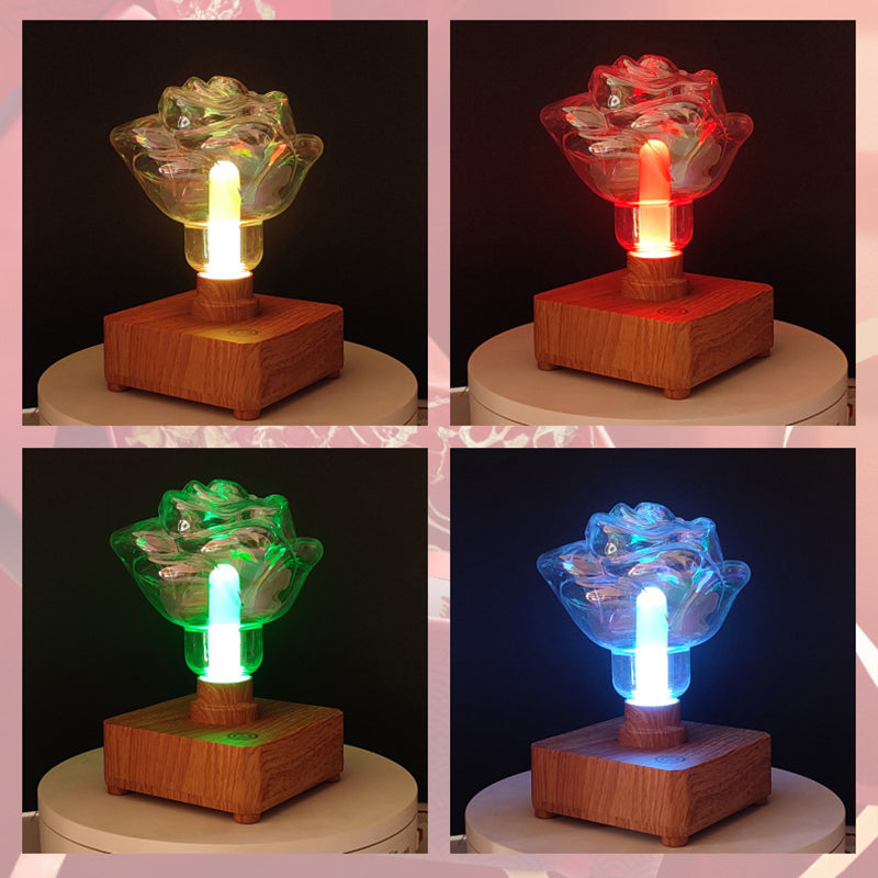 Zeitgenössische kreative USB-aufladbare ABS PET Rosenbirne LED Tischlampe Nachtlicht für Schlafzimmer 