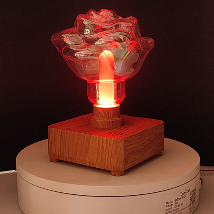 Lámpara de mesa LED con forma de rosa, creativa contemporánea, recargable por USB, de ABS y PET, luz nocturna para dormitorio 