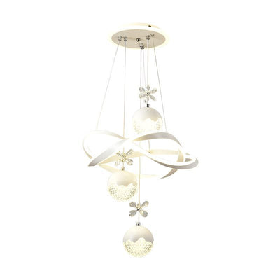 Chandeliers LED en fer, aluminium, cristal, PVC tordu en forme de boule et cylindre nordique contemporain pour salle à manger 