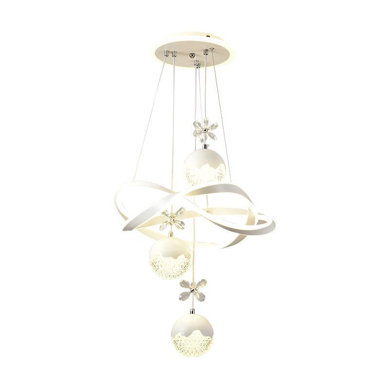 Chandeliers LED en fer, aluminium, cristal, PVC tordu en forme de boule et cylindre nordique contemporain pour salle à manger 