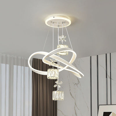 Chandeliers LED en fer, aluminium, cristal, PVC tordu en forme de boule et cylindre nordique contemporain pour salle à manger 