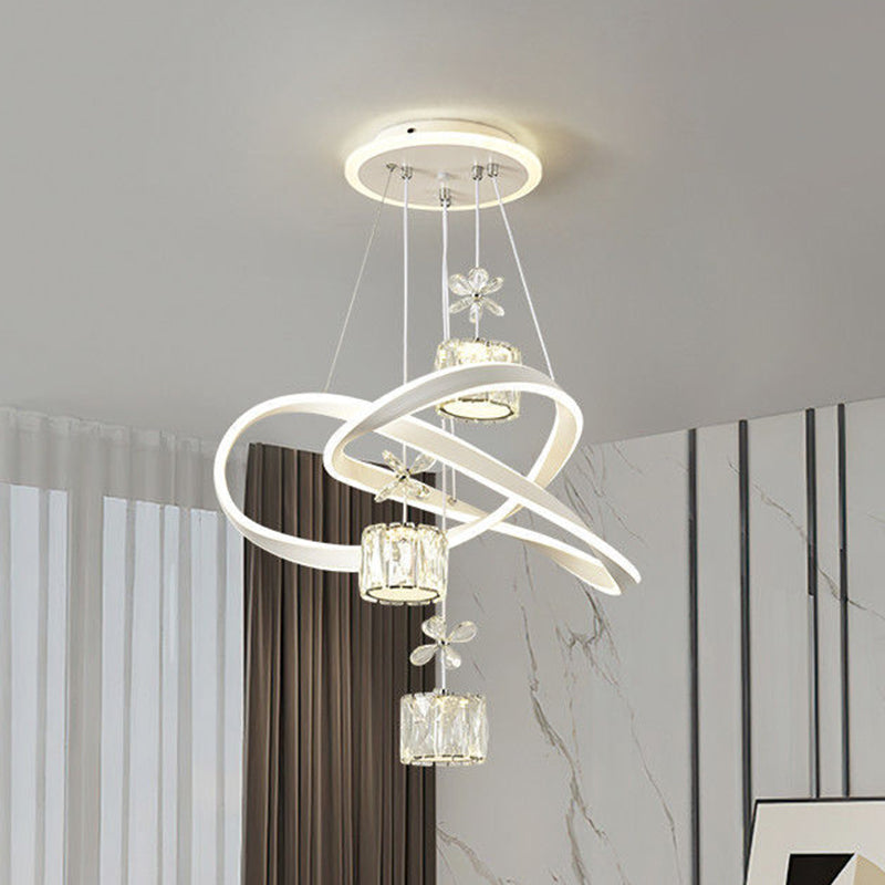 Chandeliers LED en fer, aluminium, cristal, PVC tordu en forme de boule et cylindre nordique contemporain pour salle à manger 
