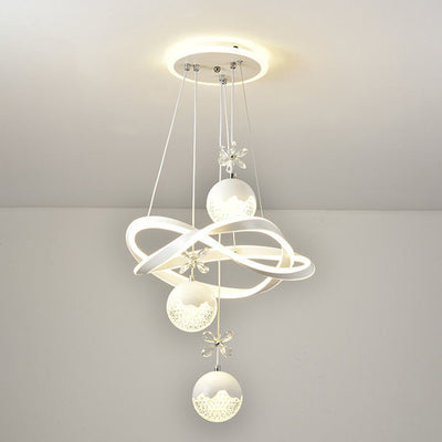 Chandeliers LED en fer, aluminium, cristal, PVC tordu en forme de boule et cylindre nordique contemporain pour salle à manger 