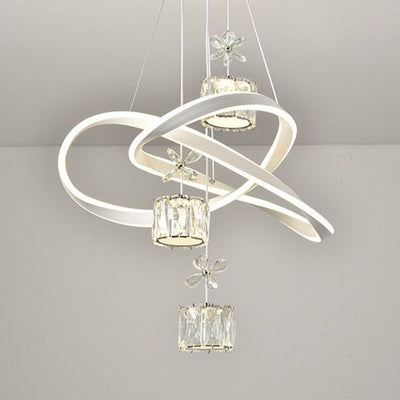 Chandeliers LED en fer, aluminium, cristal, PVC tordu en forme de boule et cylindre nordique contemporain pour salle à manger 