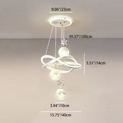 Chandeliers LED en fer, aluminium, cristal, PVC tordu en forme de boule et cylindre nordique contemporain pour salle à manger 