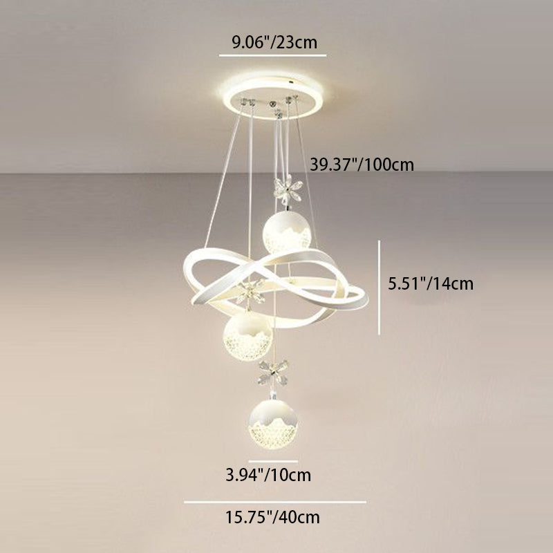 Chandeliers LED en fer, aluminium, cristal, PVC tordu en forme de boule et cylindre nordique contemporain pour salle à manger 