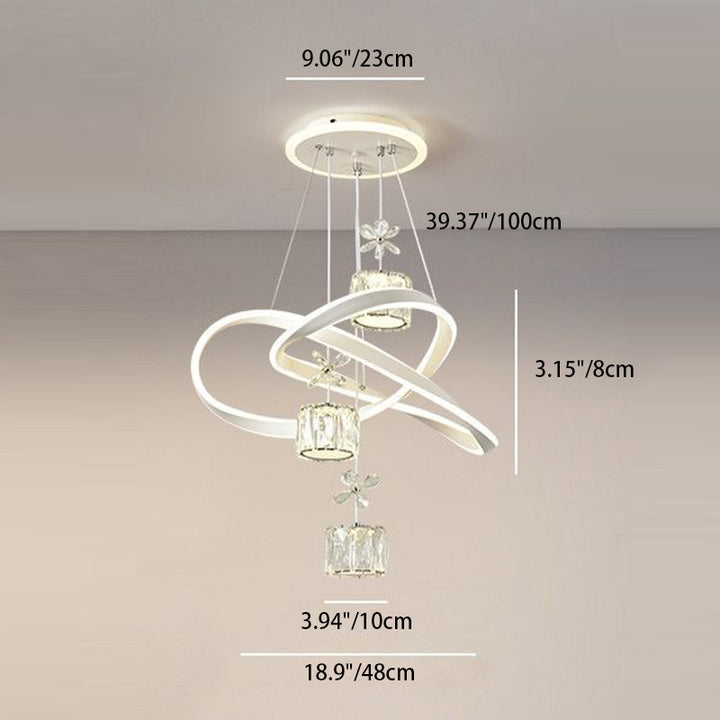 Contemporary Nordic Iron Aluminum Crystal PVC Twisted Ball Cylinder LED Chandeliers For Dining Room