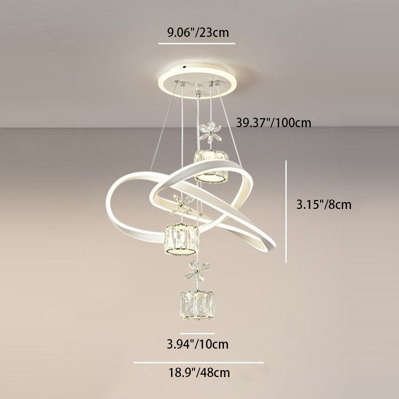 Chandeliers LED en fer, aluminium, cristal, PVC tordu en forme de boule et cylindre nordique contemporain pour salle à manger 