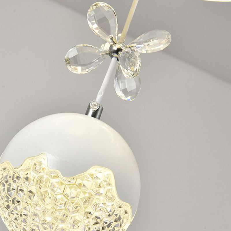 Chandeliers LED en fer, aluminium, cristal, PVC tordu en forme de boule et cylindre nordique contemporain pour salle à manger 