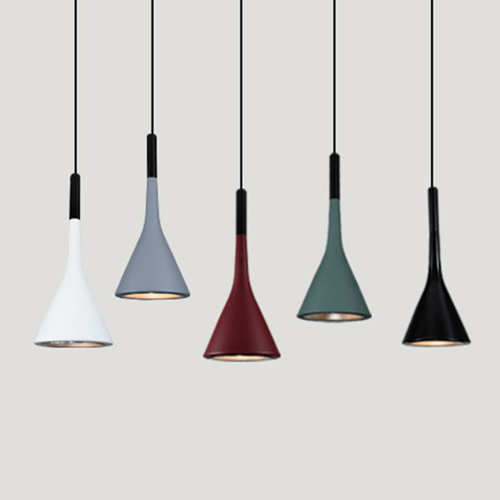 Suspension Luminaire Contemporain Nordique Conique en Fer avec 1 Lumière Pour Chevet 