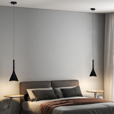 Suspension Luminaire Contemporain Nordique Conique en Fer avec 1 Lumière Pour Chevet 